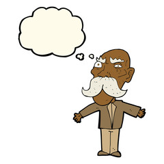 cartoon angry old man with thought bubble