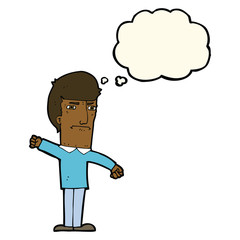 cartoon angry man with thought bubble