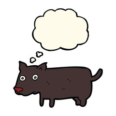 cartoon little dog with thought bubble