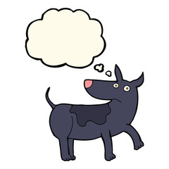 funny cartoon dog with thought bubble