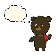 Obraz premium cartoon cute black bear with thought bubble