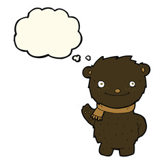 cartoon cute black bear with thought bubble