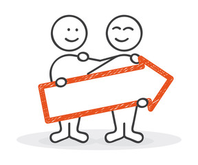 Strichmännchen mit Pfeil Schild