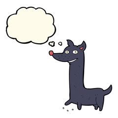 funny cartoon dog with thought bubble