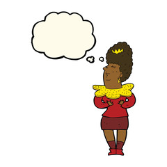 cartoon aristocratic woman with thought bubble