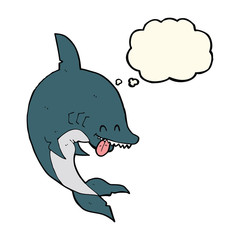 funny cartoon shark with thought bubble
