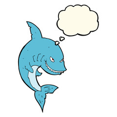 funny cartoon shark with thought bubble