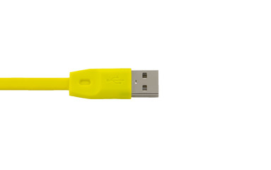  yellow wire USB isolated on white background