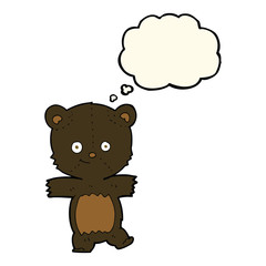 cartoon cute black bear with thought bubble