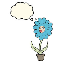 cartoon flower with thought bubble