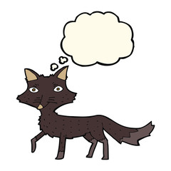 cartoon little wolf with thought bubble