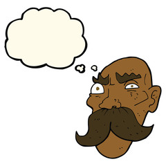 cartoon angry old man with thought bubble