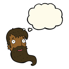 cartoon bearded man with thought bubble