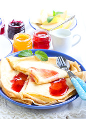 Crepes with different sorts of jam