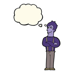 cartoon vampire with thought bubble
