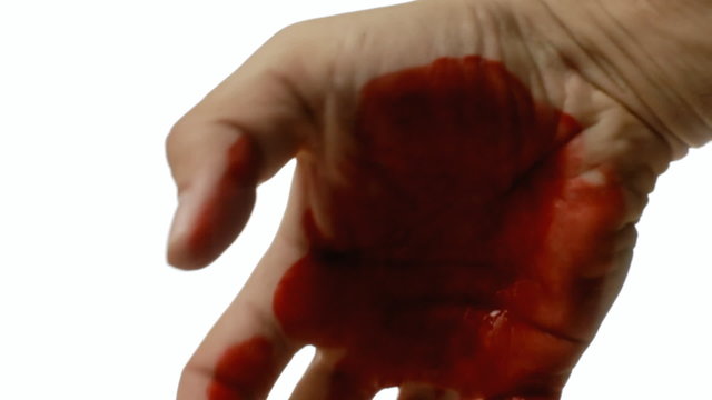 Bloody hand detail moving