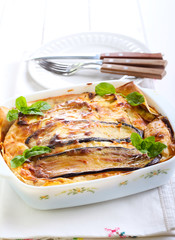 Vegetable lasagna in a baking tin