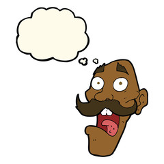 cartoon frightened old man with thought bubble