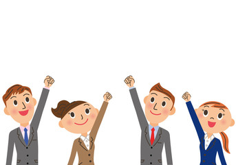 上を見上げて頑張るポーズの会社員