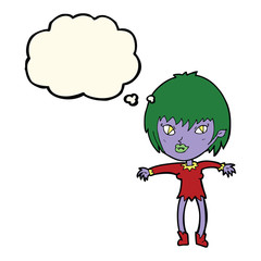 cartoon vampire girl with thought bubble