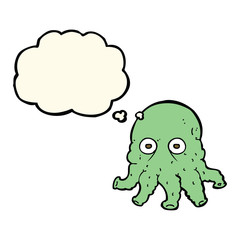 cartoon alien squid face with thought bubble