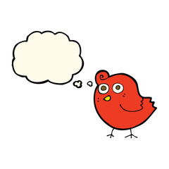 funny cartoon bird with thought bubble