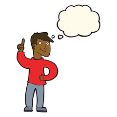 cartoon man with great idea with thought bubble