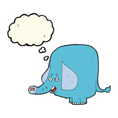 cartoon funny elephant with thought bubble