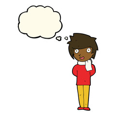 cartoon friendly man with thought bubble