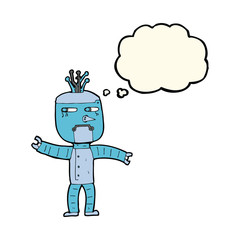 cartoon robot with thought bubble