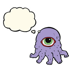 cartoon alien head with thought bubble