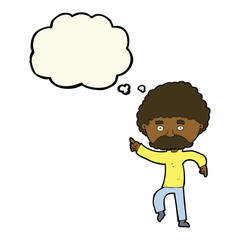 cartoon seventies style man disco dancing with thought bubble