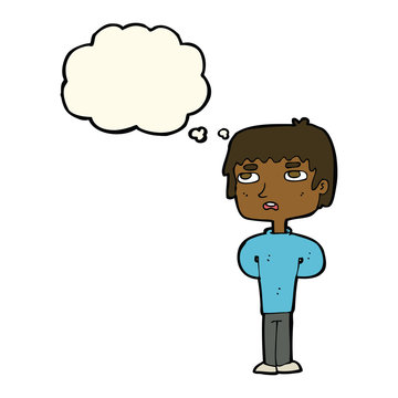recommend clip art: cartoon unhappy man with thought bubble