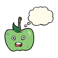 cartoon apple with thought bubble