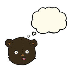 cartoon black teddy bear head with thought bubble