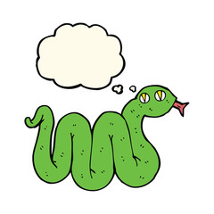 funny cartoon snake with thought bubble