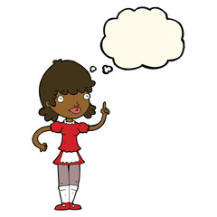cartoon maid with thought bubble