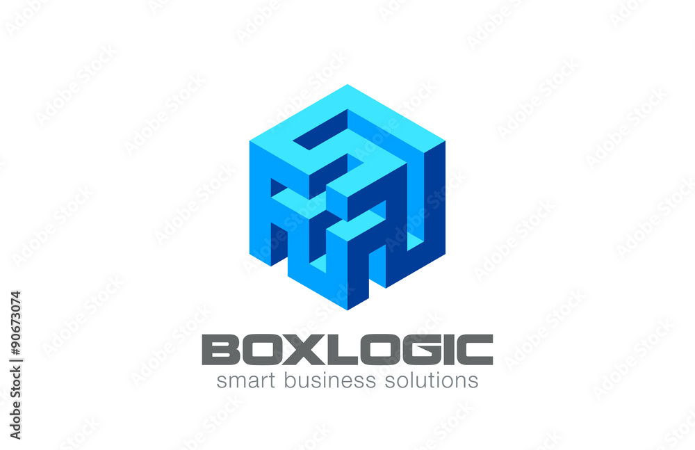 Aufkleber Logic Puzzle Labyrinth Box Logo Abstract design vector icon