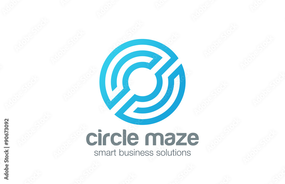Aufkleber circle abstract logo business logic design vector labyrinth icon
