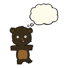 cartoon cute black bear cub with thought bubble