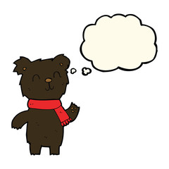 cartoon cute black bear cub with thought bubble