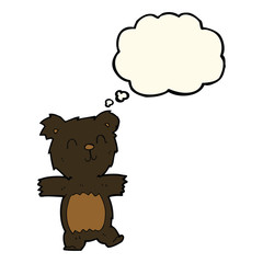cartoon cute black bear cub with thought bubble