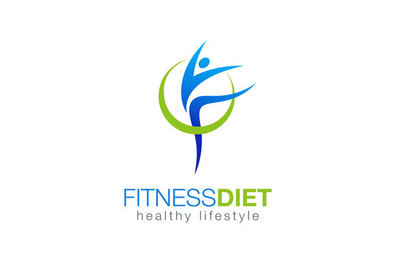 Fitness Diet Healthy Lifestyle Logo design vector. Gymnastics icon