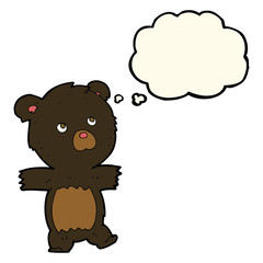 cartoon cute black bear with thought bubble