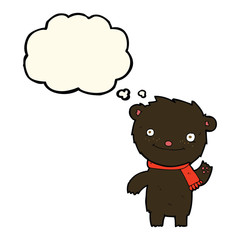 cartoon cute black bear with thought bubble