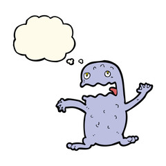cartoon funny frog with thought bubble