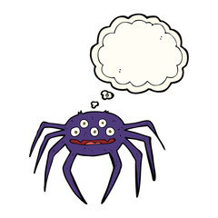 cartoon halloween spider with thought bubble