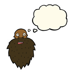 cartoon bearded man with thought bubble