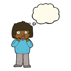 cartoon worried boy with thought bubble