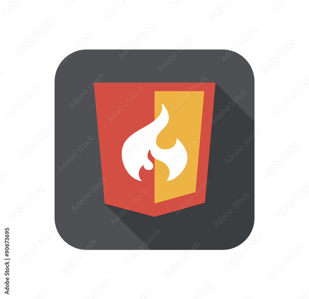Poster vector illustration of web shield, flame php framework, isolated